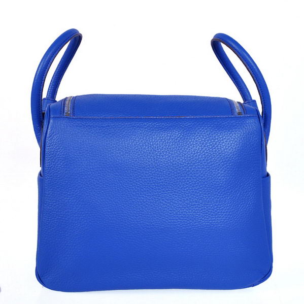 High Quality Replica Hermes Lindy 30CM Havanne Handbags Blue Clemence Leather Silver